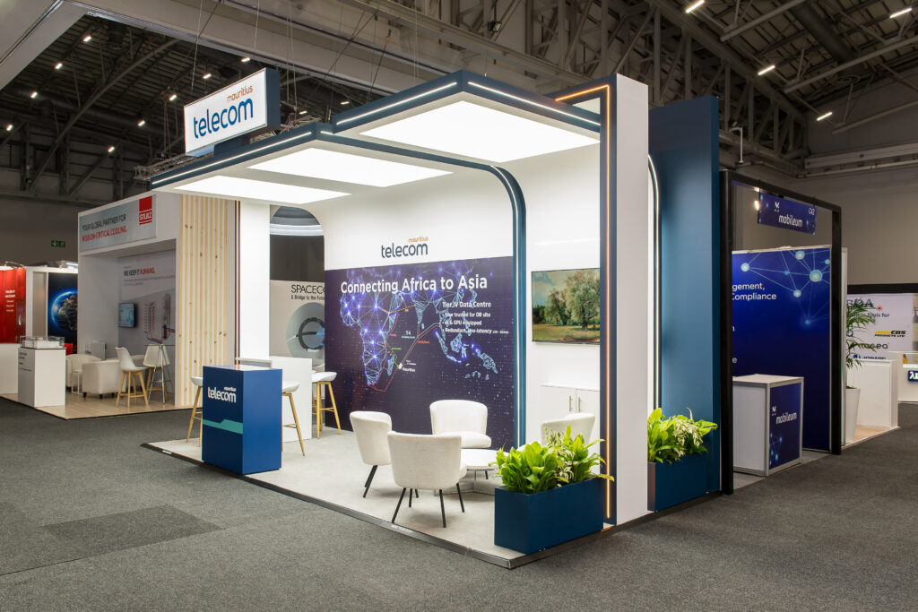 custom exhibition stand design and build for Mauritius Telecom 